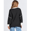 image:imageANRABESS Womens Oversized Sweaters Fall 2025 Fashion Crewneck Batwing Long Sleeve Side Slit Knit Pullover Sweater Tops BlackS