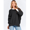 image:imageANRABESS Womens Oversized Sweaters Fall 2025 Fashion Crewneck Batwing Long Sleeve Side Slit Knit Pullover Sweater Tops BlackS