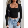 image:imageANRABESS Womens Square Neck Crop Tops Long Sleeve ShirtsBlack