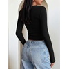 image:imageANRABESS Womens Square Neck Crop Tops Long Sleeve ShirtsBlack
