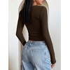 image:imageANRABESS Womens Square Neck Crop Tops Long Sleeve ShirtsBrown