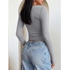 image:imageANRABESS Womens Square Neck Crop Tops Long Sleeve ShirtsGrey