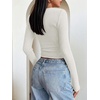 image:imageANRABESS Womens Square Neck Crop Tops Long Sleeve ShirtsWhite