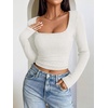 image:imageANRABESS Womens Square Neck Crop Tops Long Sleeve ShirtsWhite