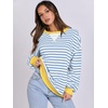 image:imageANRABESS Womens Striped Oversized SweatshirtsBule White