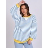 image:imageANRABESS Womens Striped Oversized SweatshirtsBule White