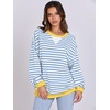 image:imageANRABESS Womens Striped Oversized SweatshirtsBule White