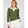 image:imageANRABESS Womens Sweaters Fall Long Sleeve Polo Lightweight Pullover TopsArmy Green
