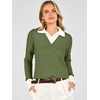 image:imageANRABESS Womens Sweaters Fall Long Sleeve Polo Lightweight Pullover TopsArmy Green