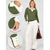 image:imageANRABESS Womens Sweaters Fall Long Sleeve Polo Lightweight Pullover TopsArmy Green