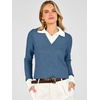 image:imageANRABESS Womens Sweaters Fall Long Sleeve Polo Lightweight Pullover TopsDeep Blue