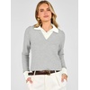 image:imageANRABESS Womens Sweaters Fall Long Sleeve Polo Lightweight Pullover TopsGrey
