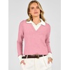 image:imageANRABESS Womens Sweaters Fall Long Sleeve Polo Lightweight Pullover TopsPink