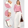 image:imageANRABESS Womens Sweaters Fall Long Sleeve Polo Lightweight Pullover TopsPink