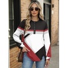 image:imageANRABESS Womens Sweatshirt Printed Fleece Henley Tops 2026 Fall OutfitsRed Black Block