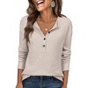 image:imageANRABESS Long Sleeve Shirts for Women Fall Henley Tops Dressy Casual BlouseBegie