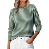 image:imageANRABESS Sweaters for Women Fall Loose Fit LightweightOlive Sky Blue Stripe