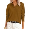 image:imageANRABESS Sweaters for Women Polo Collared Knit Long Sleeve PulloverCaramel