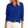 image:imageANRABESS Sweaters for Women Polo Collared Knit Long Sleeve PulloverRoyal Blue