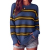 image:imageANRABESS Women Long Sleeve Ribbed Sweaters amp Thumb HoleBlue Brown Yellow Stripe