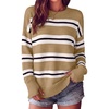image:imageANRABESS Women Long Sleeve Ribbed Sweaters amp Thumb HoleTan White Black Stripe