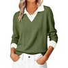 image:imageANRABESS Womens Sweaters Fall Long Sleeve Polo Lightweight Pullover TopsArmy Green