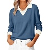 image:imageANRABESS Womens Sweaters Fall Long Sleeve Polo Lightweight Pullover TopsDeep Blue