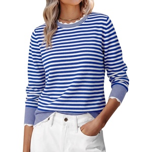 image:imageANRABESS Sweaters for Women Fall Loose Fit LightweightWhite Blue Stripe