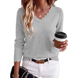 image:imageANRABESS Sweaters for Women Lightweight Loose Fit V Neck Fall OutfitsGrey