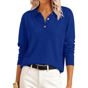 image:imageANRABESS Sweaters for Women Polo Collared Knit Long Sleeve PulloverRoyal Blue