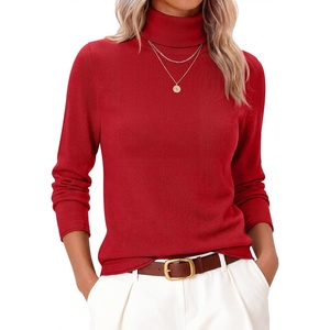 image:imageANRABESS Womens Turtleneck Wool Blend Lightweight SweatersRed