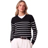 image:imageANRABESS Women Fall Long Sleeve V Neck Lightweight SweatersBlack White Stripe