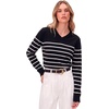 image:imageANRABESS Women Fall Long Sleeve V Neck Lightweight SweatersBlack White Stripe