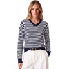 image:imageANRABESS Women Fall Long Sleeve V Neck Lightweight SweatersNavy White Stripe