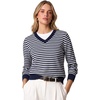 image:imageANRABESS Women Fall Long Sleeve V Neck Lightweight SweatersNavy White Stripe