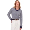 image:imageANRABESS Women Fall Long Sleeve V Neck Lightweight SweatersNavy White Stripe
