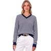 image:imageANRABESS Women Fall Long Sleeve V Neck Lightweight SweatersNavy White Stripe