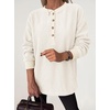 image:imageANRABESS Womens Fuzzy Sherpa Sweatshirts Henley V Nek Fleece PulloverBeige