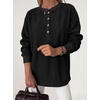 image:imageANRABESS Womens Fuzzy Sherpa Sweatshirts Henley V Nek Fleece PulloverBlack