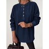 image:imageANRABESS Womens Fuzzy Sherpa Sweatshirts Henley V Nek Fleece PulloverNavy Blue