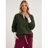 image:imageANRABESS Womens Fuzzy Sherpa Sweatshirts Henley V Nek Fleece PulloverOlive Green