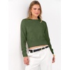 image:imageANRABESS Womens Long Sleeve Cropped Crew Neck Lightweight Fall SweatersArmy Green