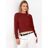 image:imageANRABESS Womens Long Sleeve Cropped Crew Neck Lightweight Fall SweatersBrick Red