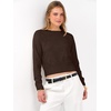 image:imageANRABESS Womens Long Sleeve Cropped Crew Neck Lightweight Fall SweatersDeep Coffee