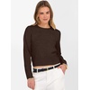 image:imageANRABESS Womens Long Sleeve Cropped Crew Neck Lightweight Fall SweatersDeep Coffee