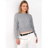 image:imageANRABESS Womens Long Sleeve Cropped Crew Neck Lightweight Fall SweatersGrey