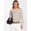 image:imageANRABESS Womens Long Sleeve Cropped Crew Neck Lightweight Fall SweatersLight Almond