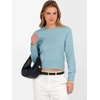 image:imageANRABESS Womens Long Sleeve Cropped Crew Neck Lightweight Fall SweatersLight Blue