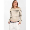 image:imageANRABESS Womens Long Sleeve Cropped Crew Neck Lightweight Fall SweatersLight Parchment Black Stripe