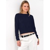 image:imageANRABESS Womens Long Sleeve Cropped Crew Neck Lightweight Fall SweatersNavy Blue